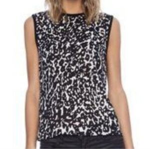 A.L.C. Cylus Top in White & Black Leopard 100% Silk Size Medium